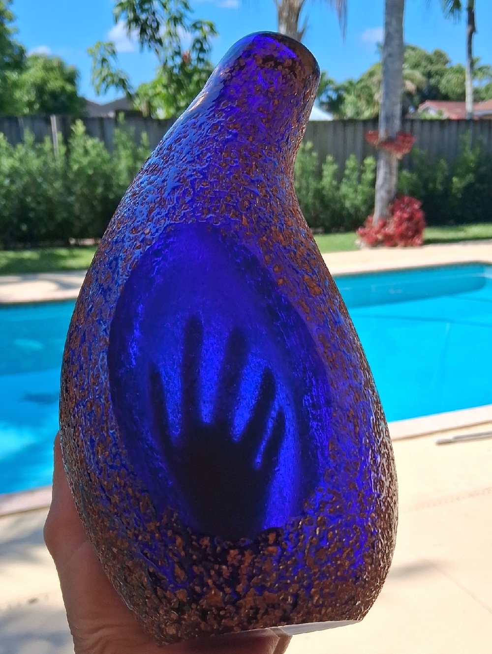 Super RARE Murano Cobalt Blue Glass Vase Gold TXTRD. By, Alessandro Mandruzzato. - Picture 14 of 16